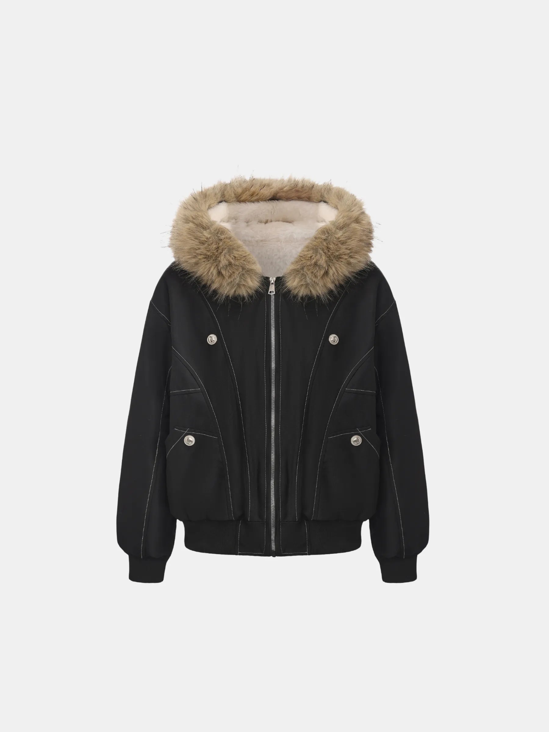 WarmCore™ Faux Fur Lined And Trim Bomber Jacket
