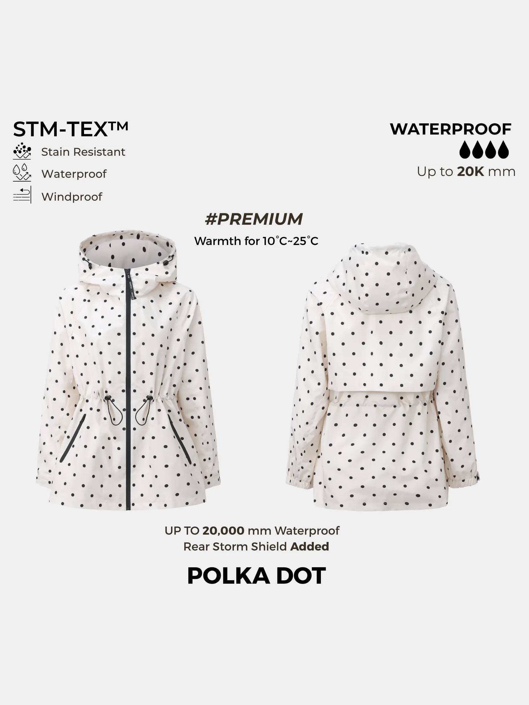 STM-TEX™ Polka Dot Full-Zip Rain Jacket