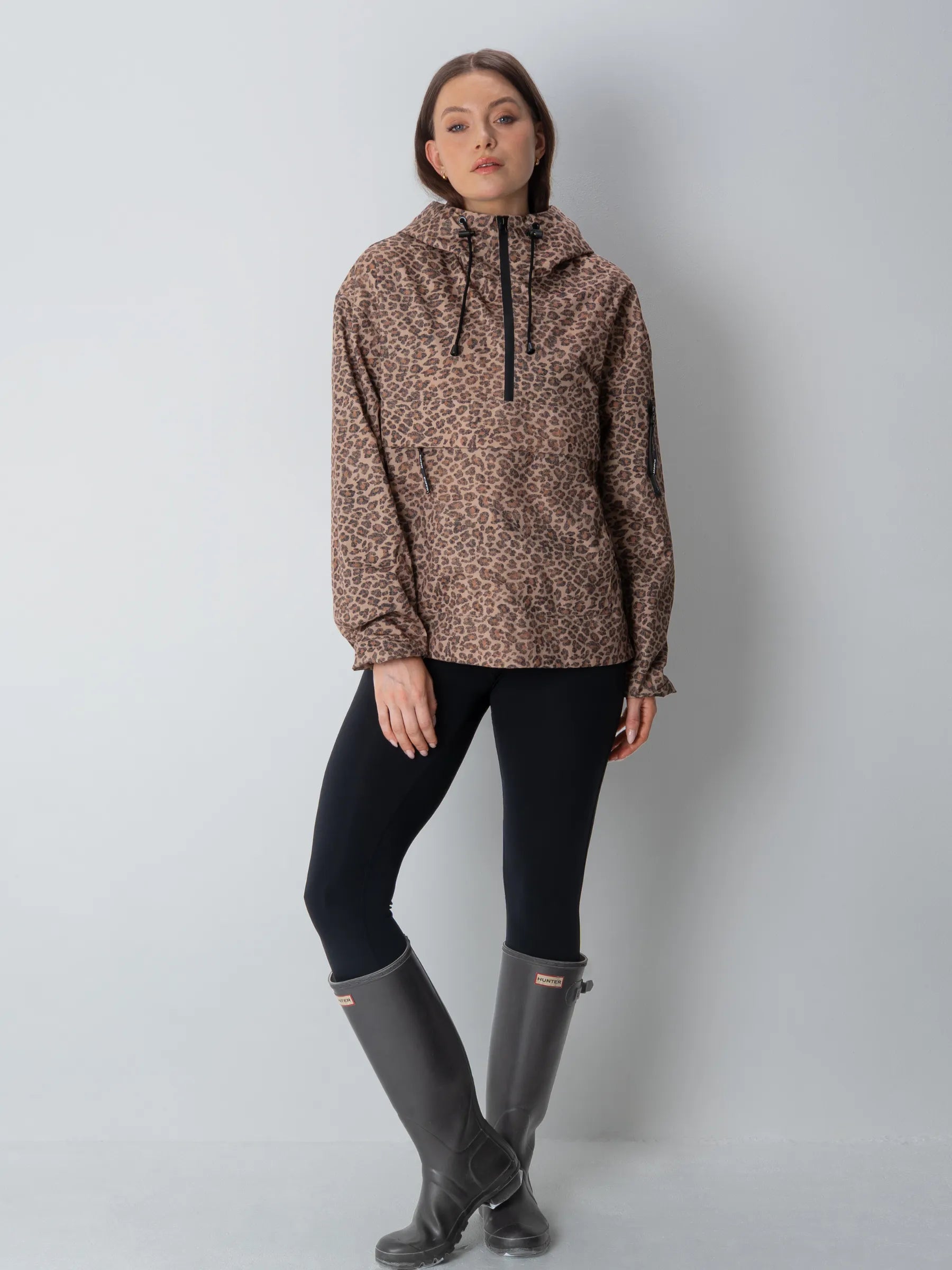 STM-TEX™ Regen-Hoodie mit Leopardenmuster und lockerem Schnitt