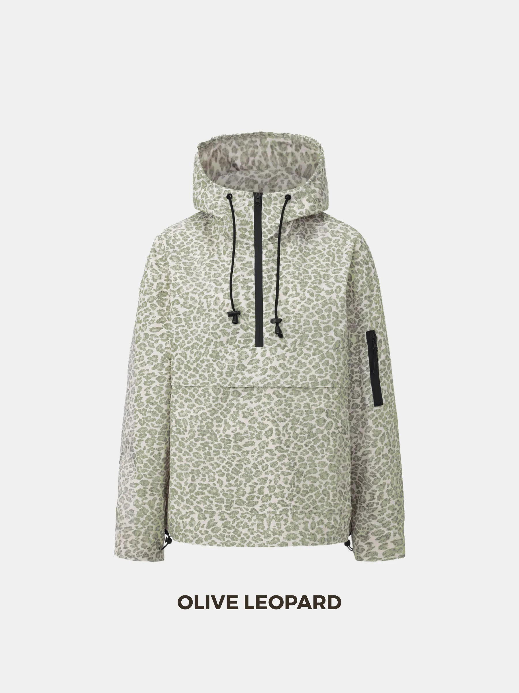 STM-TEX™ Olive Leopard Oversized Rain Hoodie