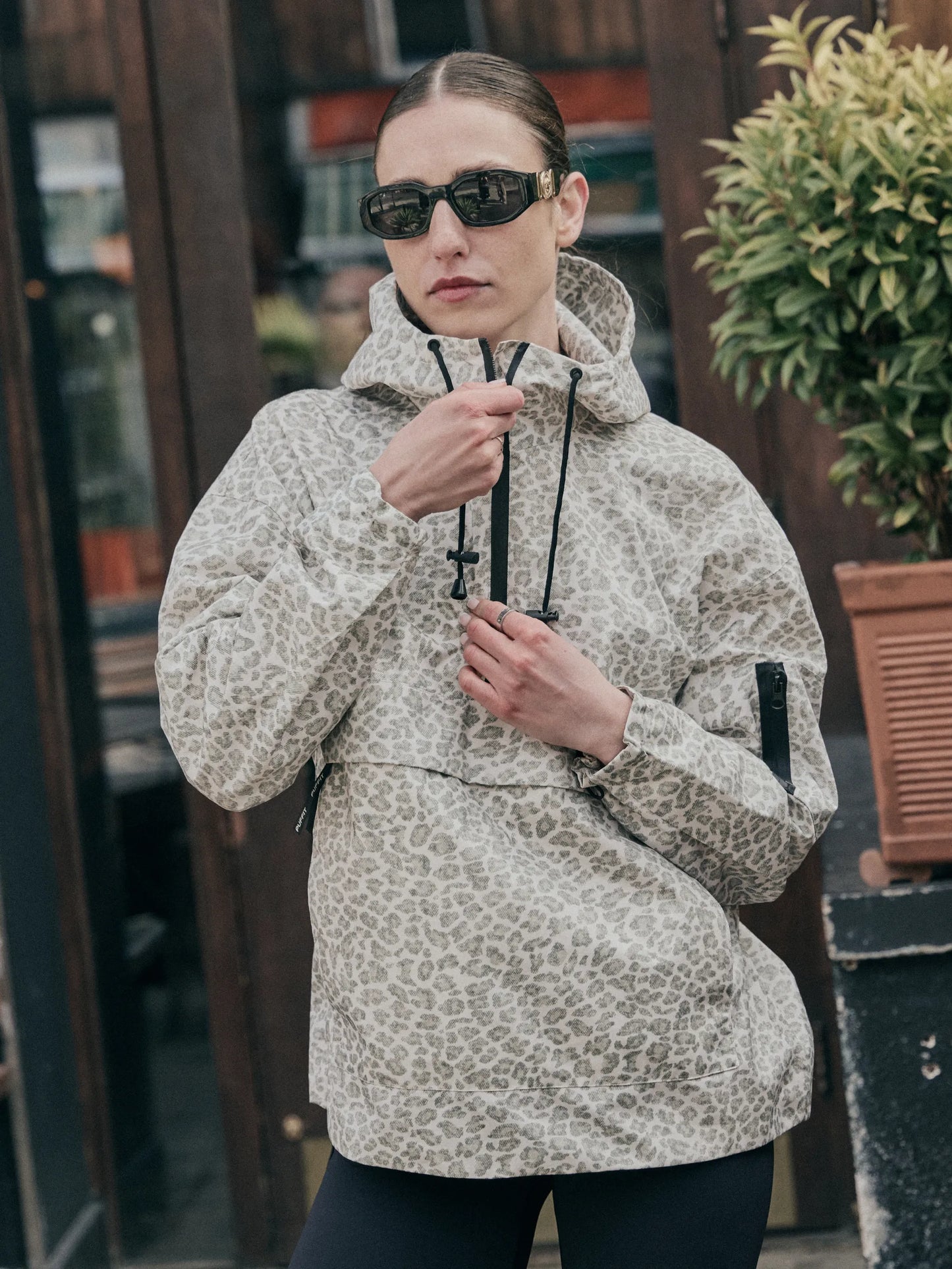 STM-TEX™ Olive Leopard Oversized Rain Hoodie
