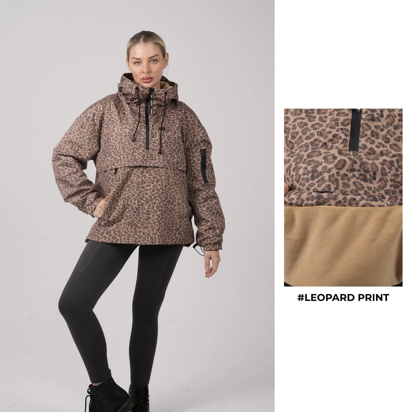 STM-TEX™  Leopard Oversized Rain Hoodie