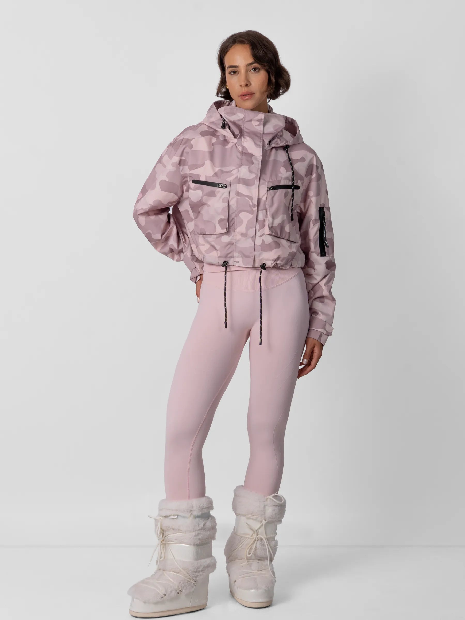 STM-TEX™ Pink Camo Cropped Detached Hooded Rain Jacket