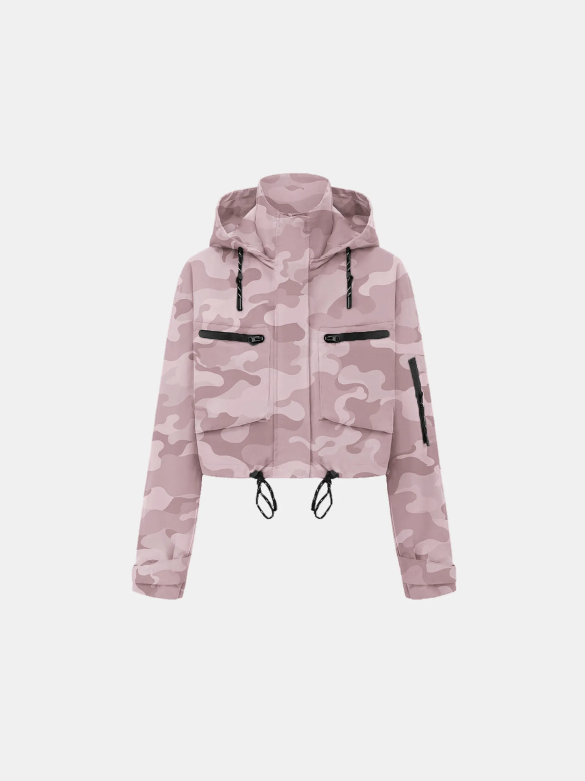 STM-TEX™ Pink Camo Cropped Detached Hooded Rain Jacket