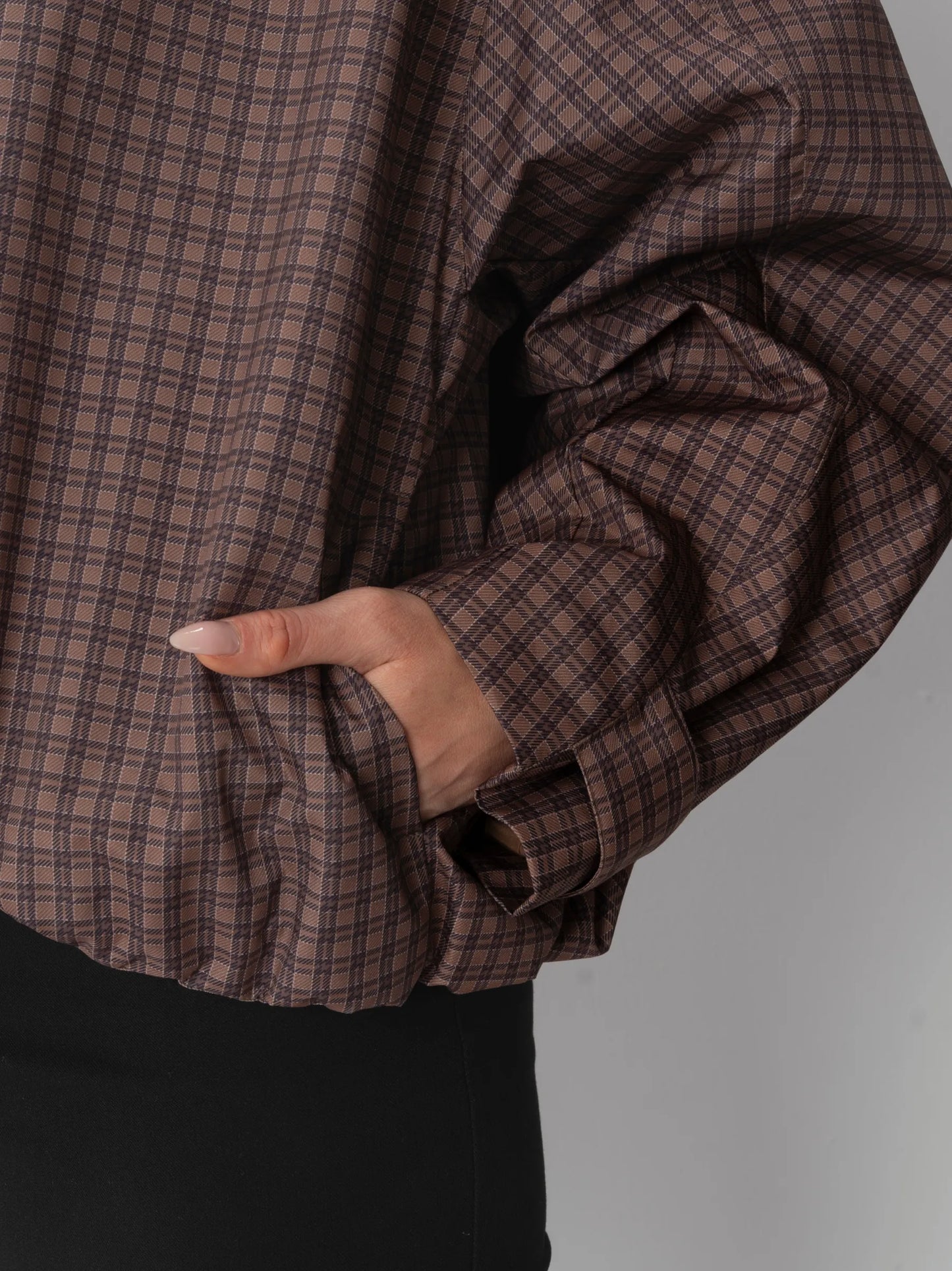 STM-TEX™ One Size Brown Check Short Oversized Rain Jacket