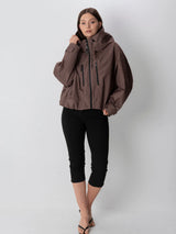 STM-TEX™ One Size Brown Check Short Oversized Rain Jacket