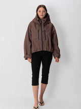 STM-TEX™ One Size Brown Check Short Oversized Rain Jacket