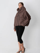 STM-TEX™ One Size Brown Check Short Oversized Rain Jacket