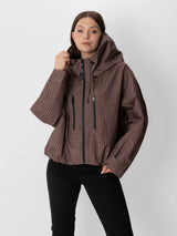 STM-TEX™ One Size Brown Check Short Oversized Rain Jacket