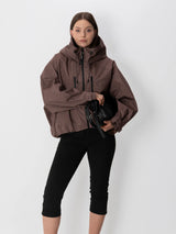 STM-TEX™ One Size Brown Check Short Oversized Rain Jacket