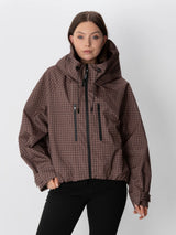 STM-TEX™ One Size Brown Check Short Oversized Rain Jacket
