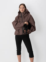 STM-TEX™ One Size Brown Check Short Oversized Rain Jacket