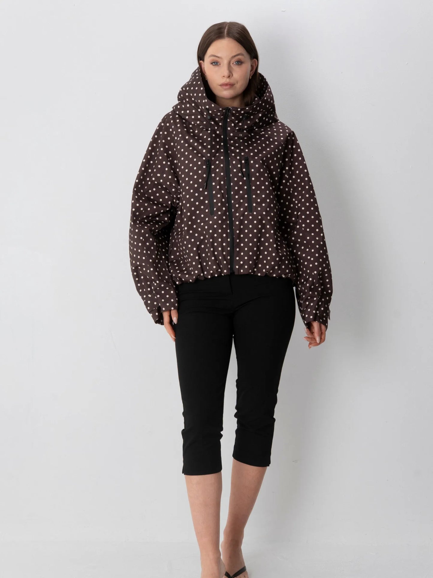 STM-TEX™ One Size Brown Dot Short Oversized Rain Jacket