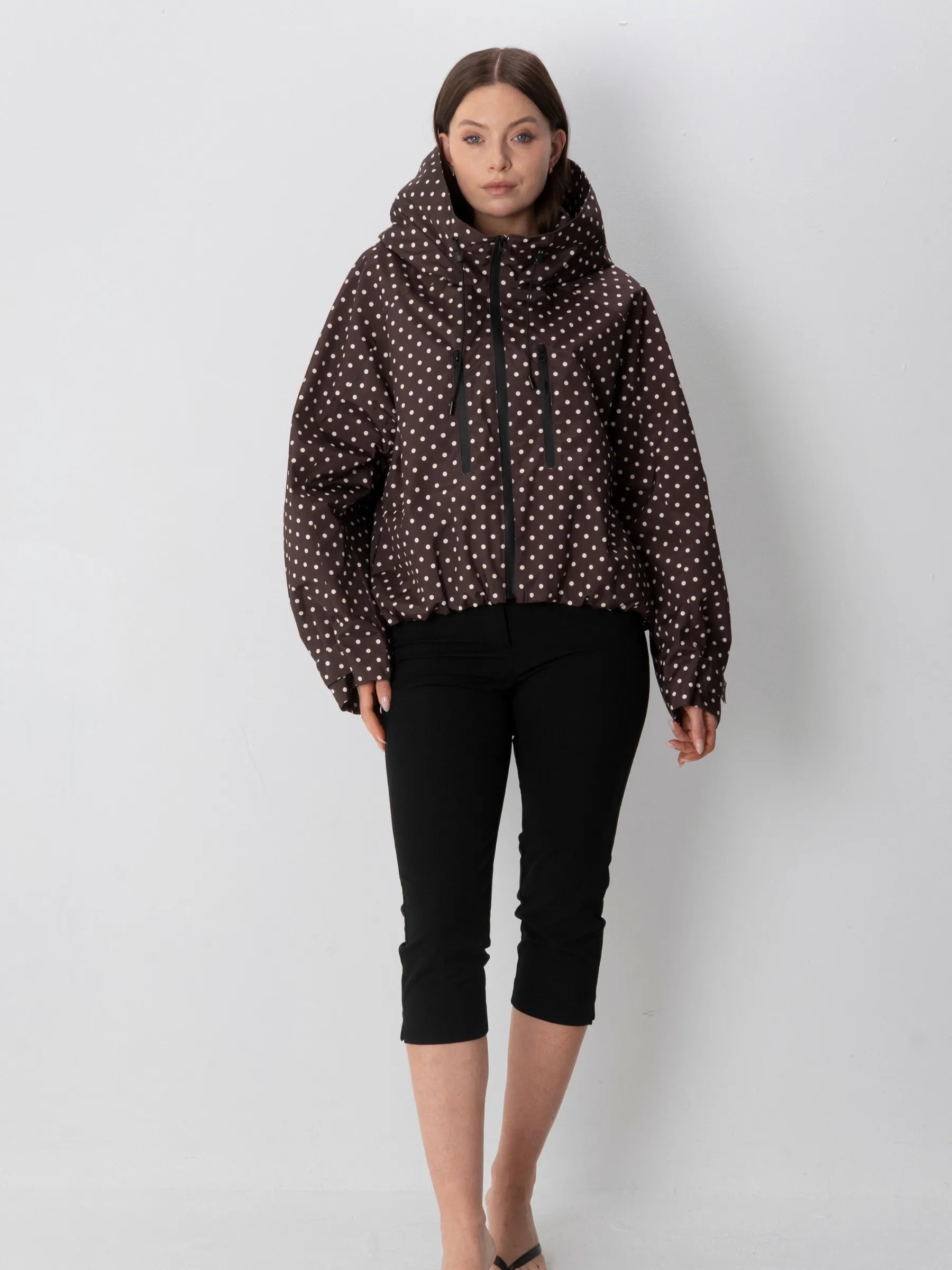 STM-TEX™ One Size Brown Dot Short Oversized Rain Jacket