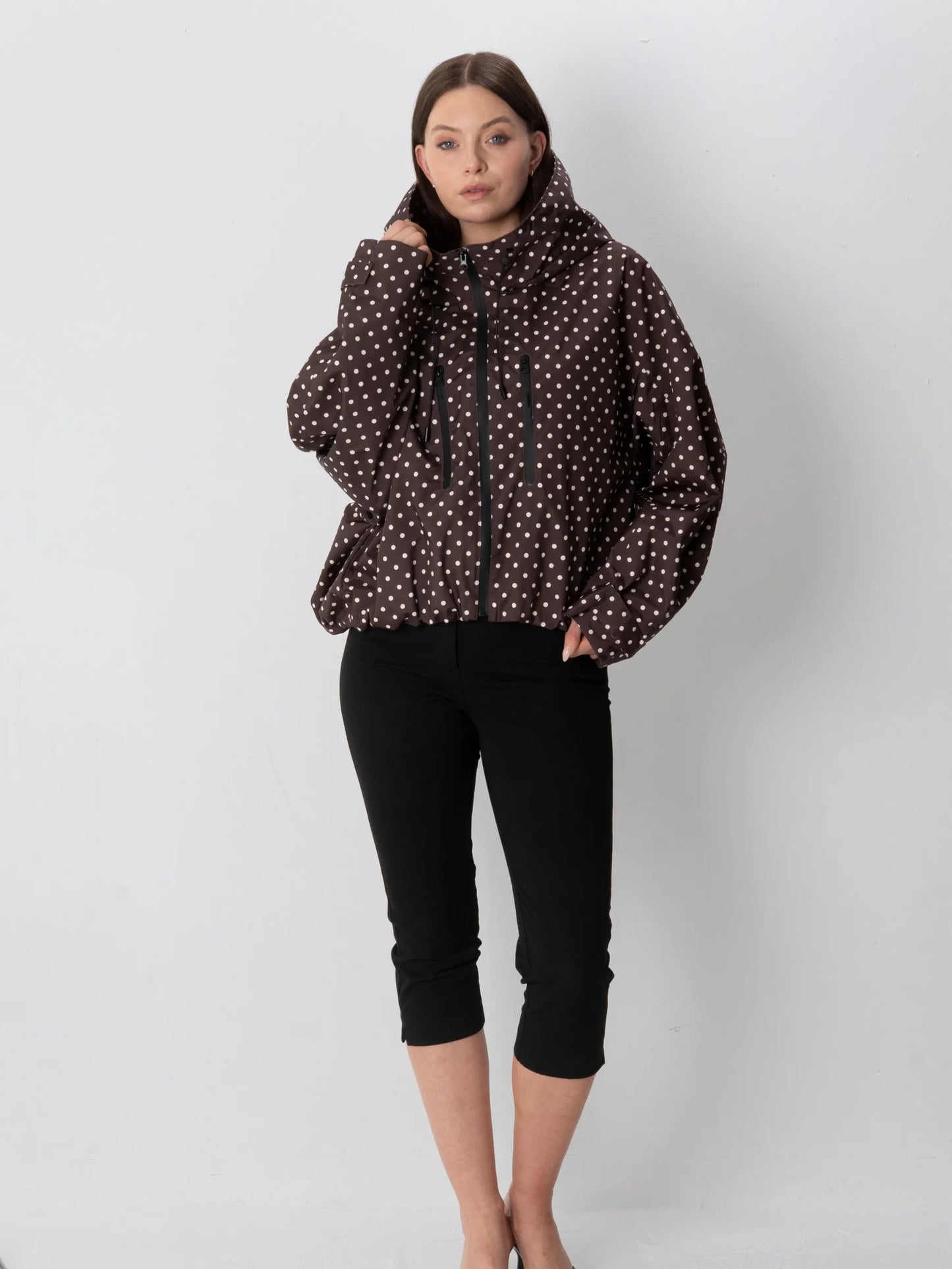 STM-TEX™ One Size Brown Dot Short Oversized Rain Jacket