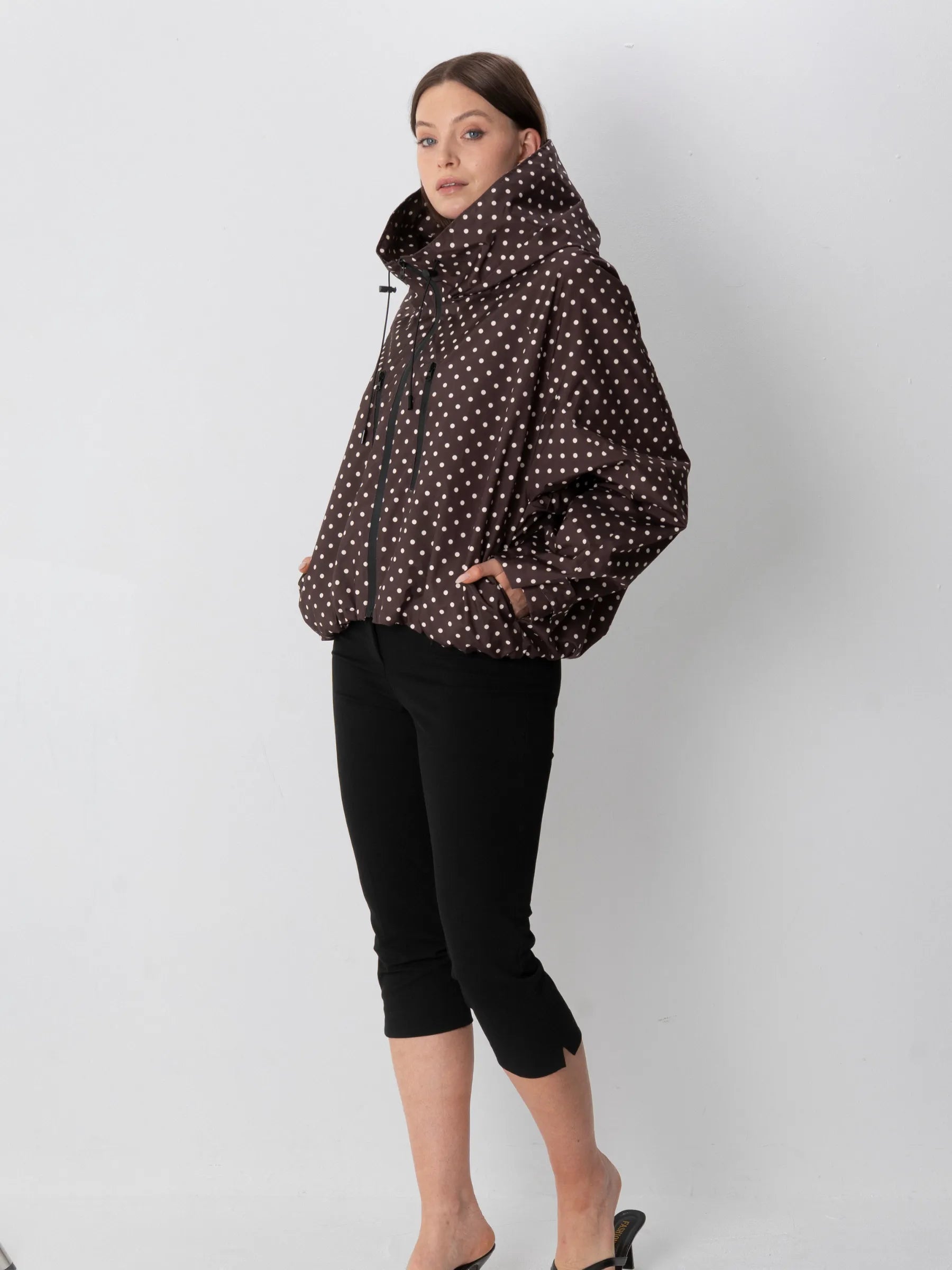 STM-TEX™ One Size Brown Dot Short Oversized Rain Jacket