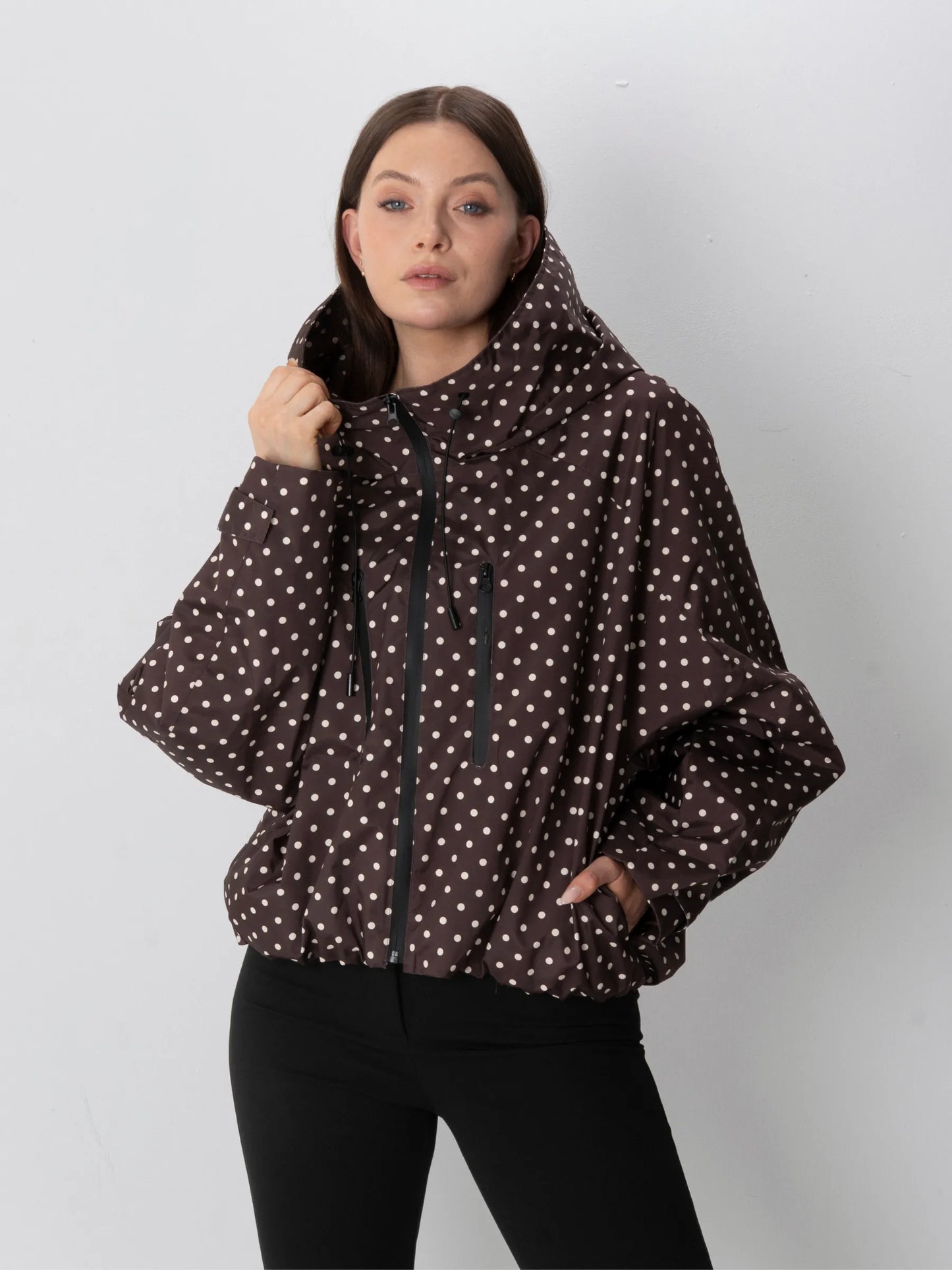 STM-TEX™ One Size Brown Dot Short Oversized Rain Jacket