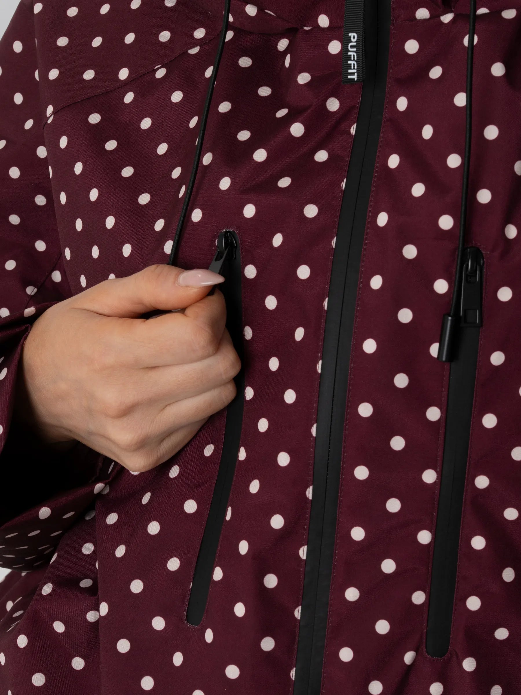 STM-TEX™ One Size Burgundy Dot Short Oversized Rain Jacket