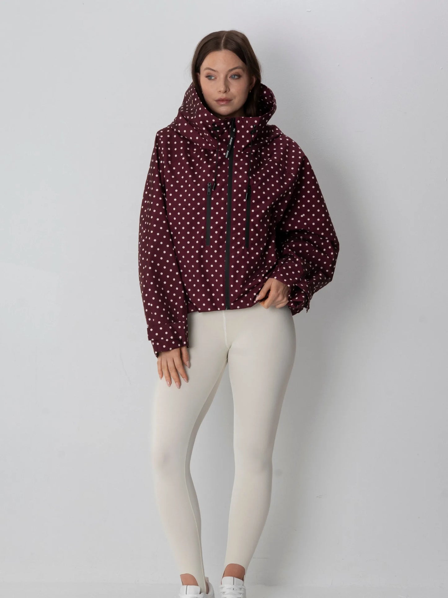 STM-TEX™ One Size Burgundy Dot Short Oversized Rain Jacket