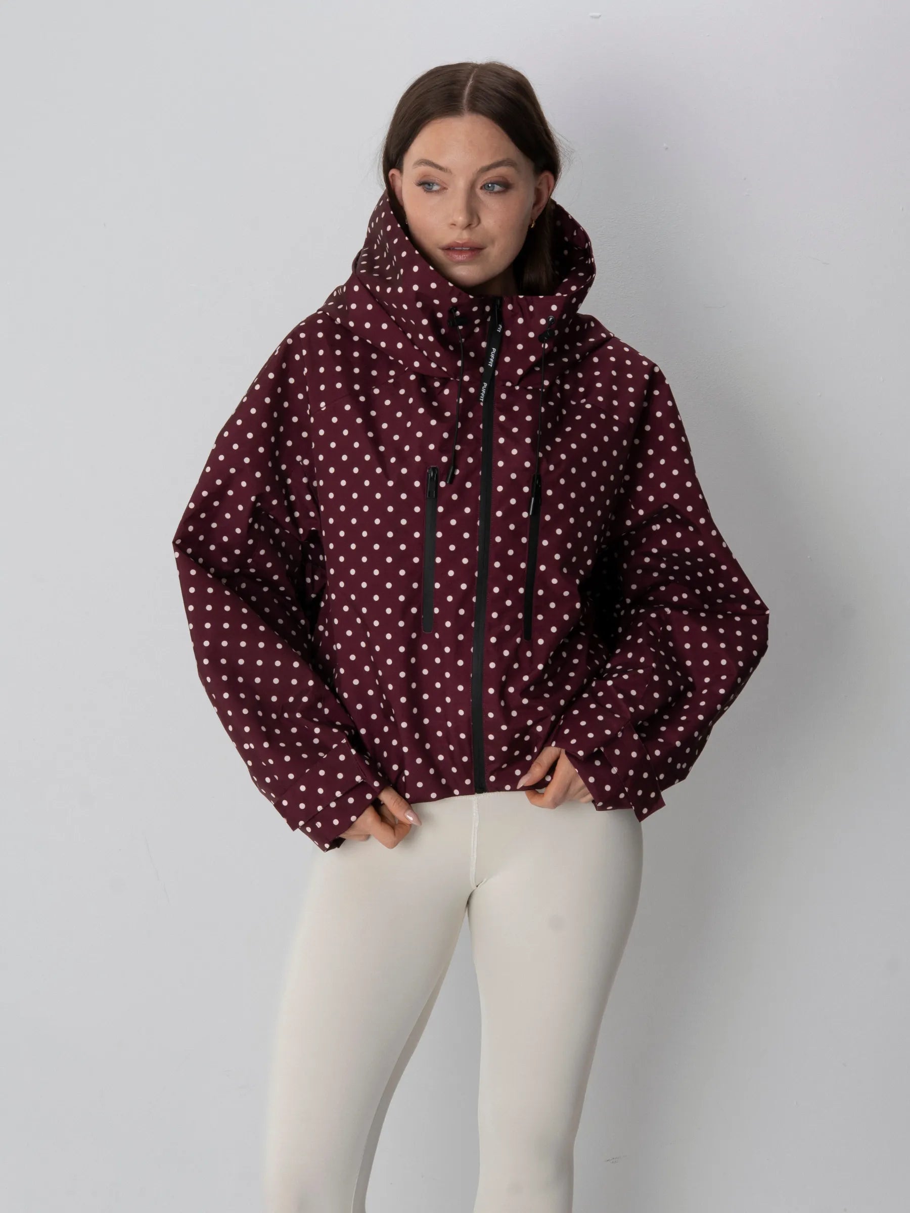 STM-TEX™ One Size Burgundy Dot Short Oversized Rain Jacket