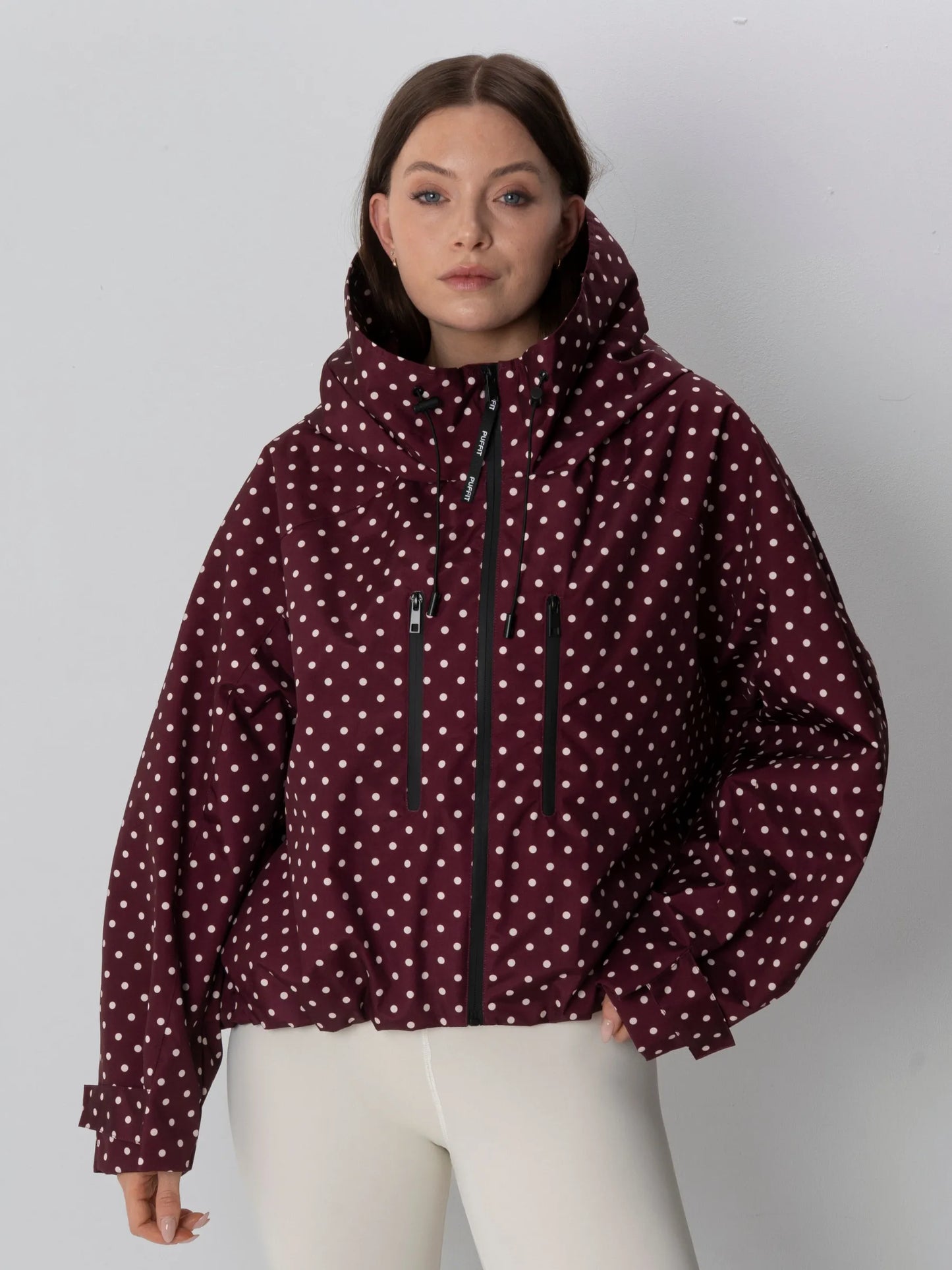 STM-TEX™ One Size Burgundy Dot Short Oversized Rain Jacket