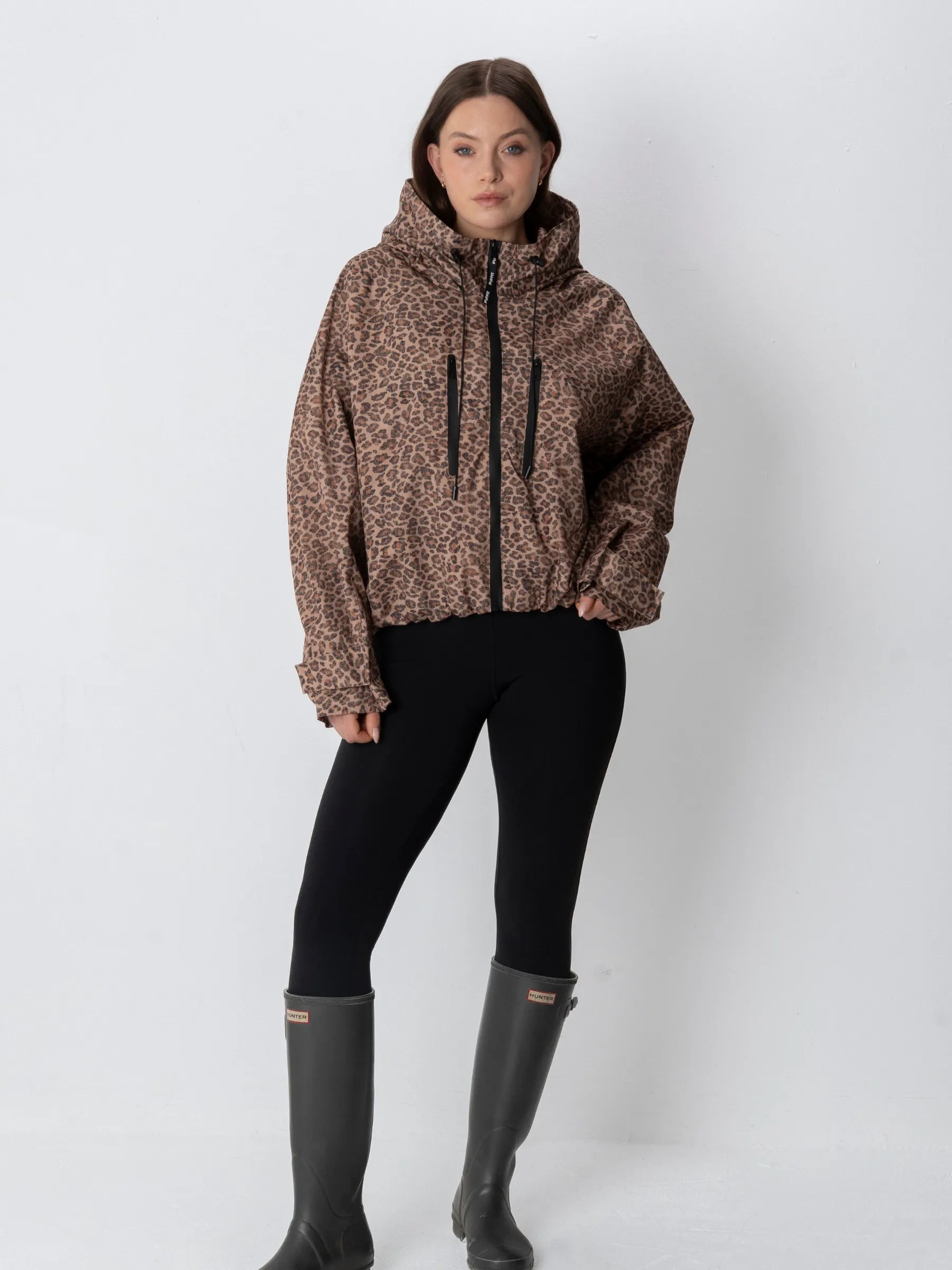 STM-TEX™ One Size Leopard Print Short Oversized Rain Jacket