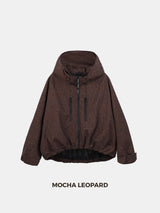 STM-TEX™ One Size Leopard Print Short Oversized Rain Jacket