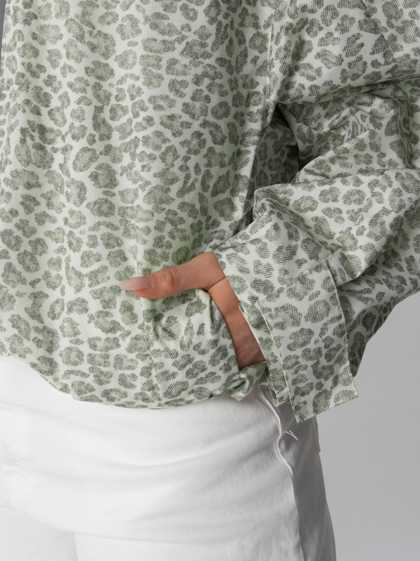 STM-TEX™ One Size Olive Leopard Short Oversized Rain Jacket
