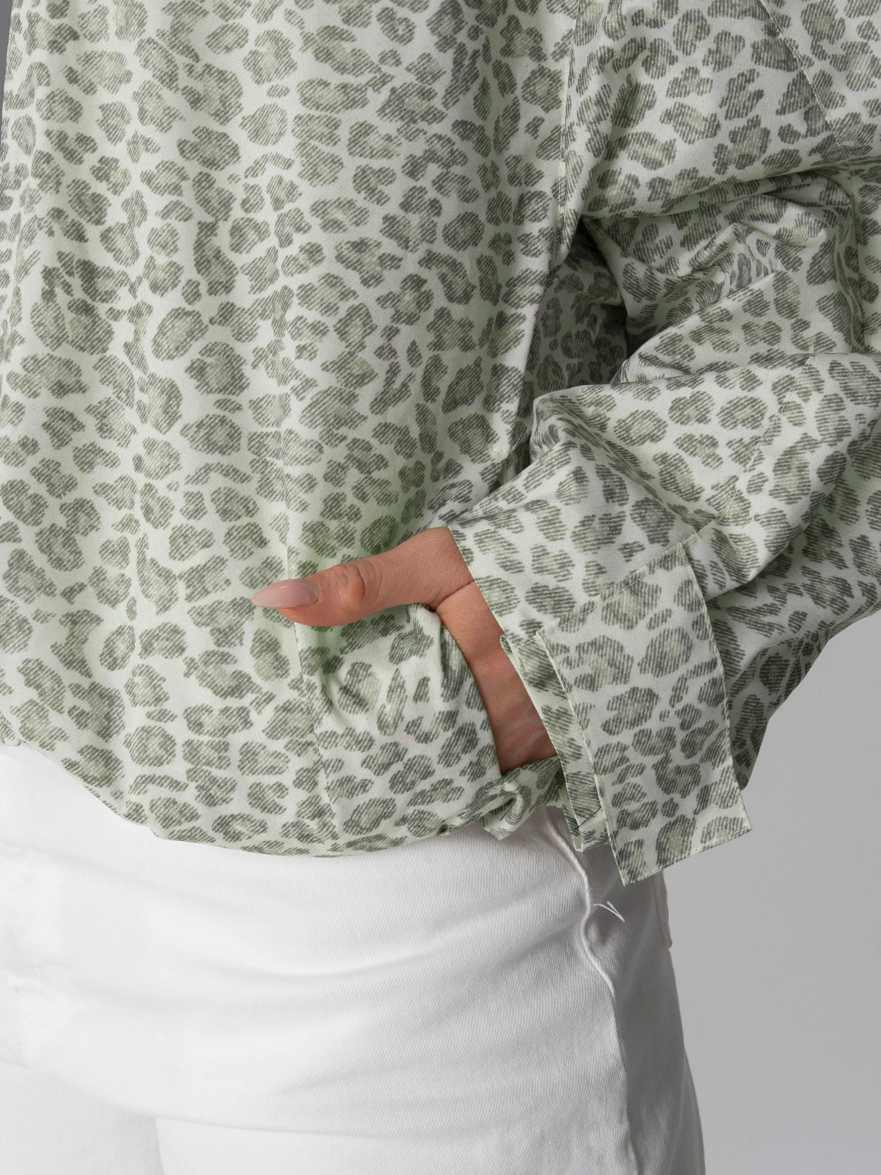 STM-TEX™ One Size Olive Leopard Short Oversized Rain Jacket