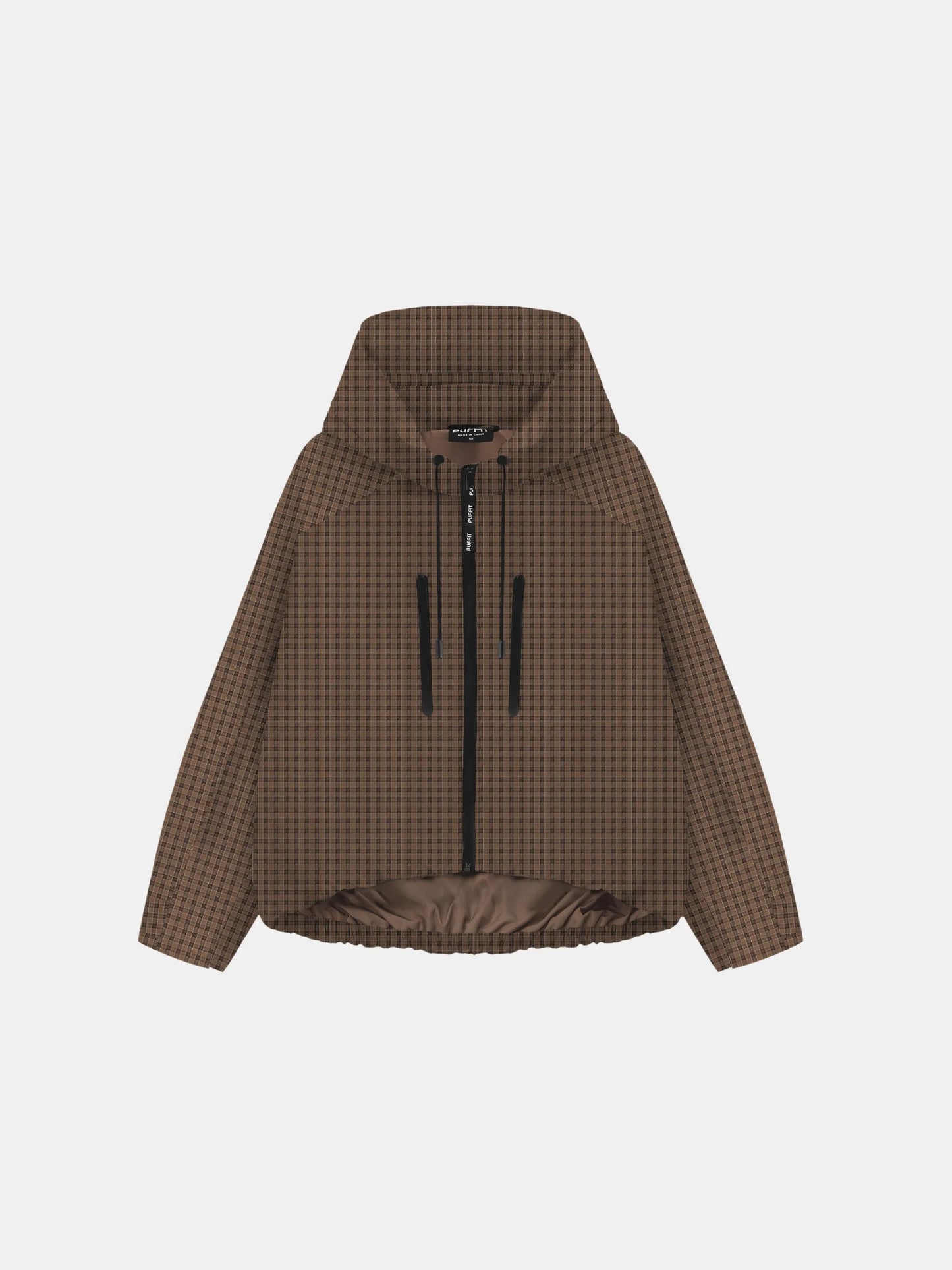 STM-TEX™ One Size Brown Check Short Oversized Rain Jacket