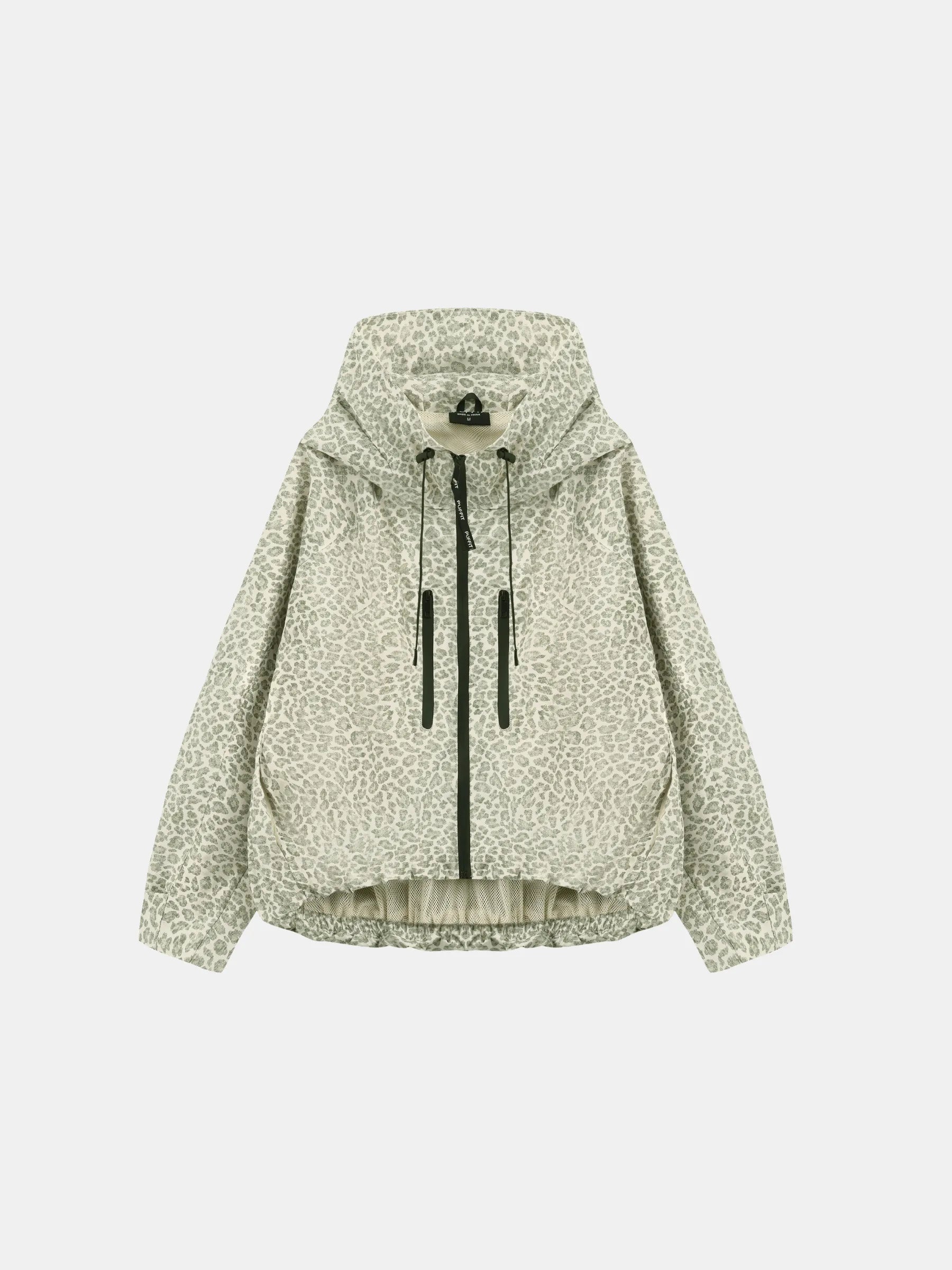 STM-TEX™ One Size Olive Leopard Short Oversized Rain Jacket