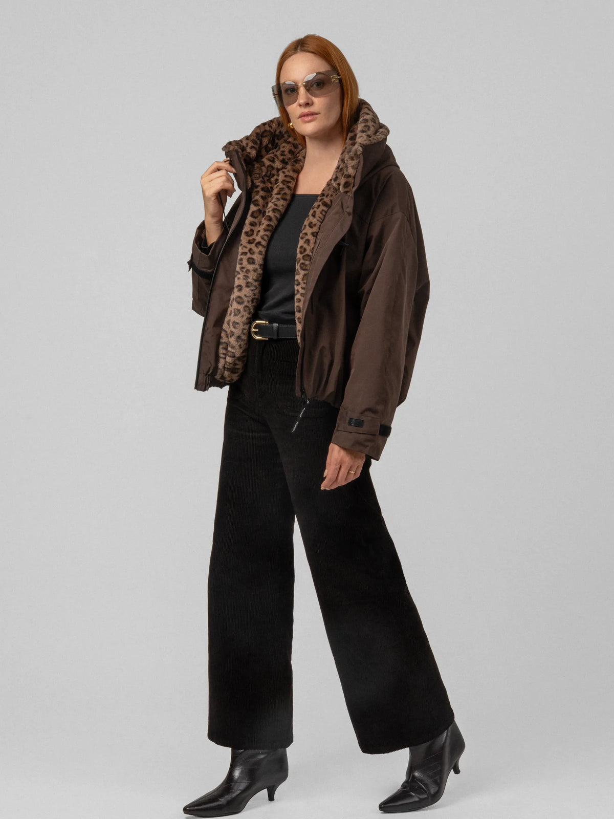 STM-TEX™ Kurze, oversized Regenjacke mit Kunstpelzfutter und Einheitsgröße
