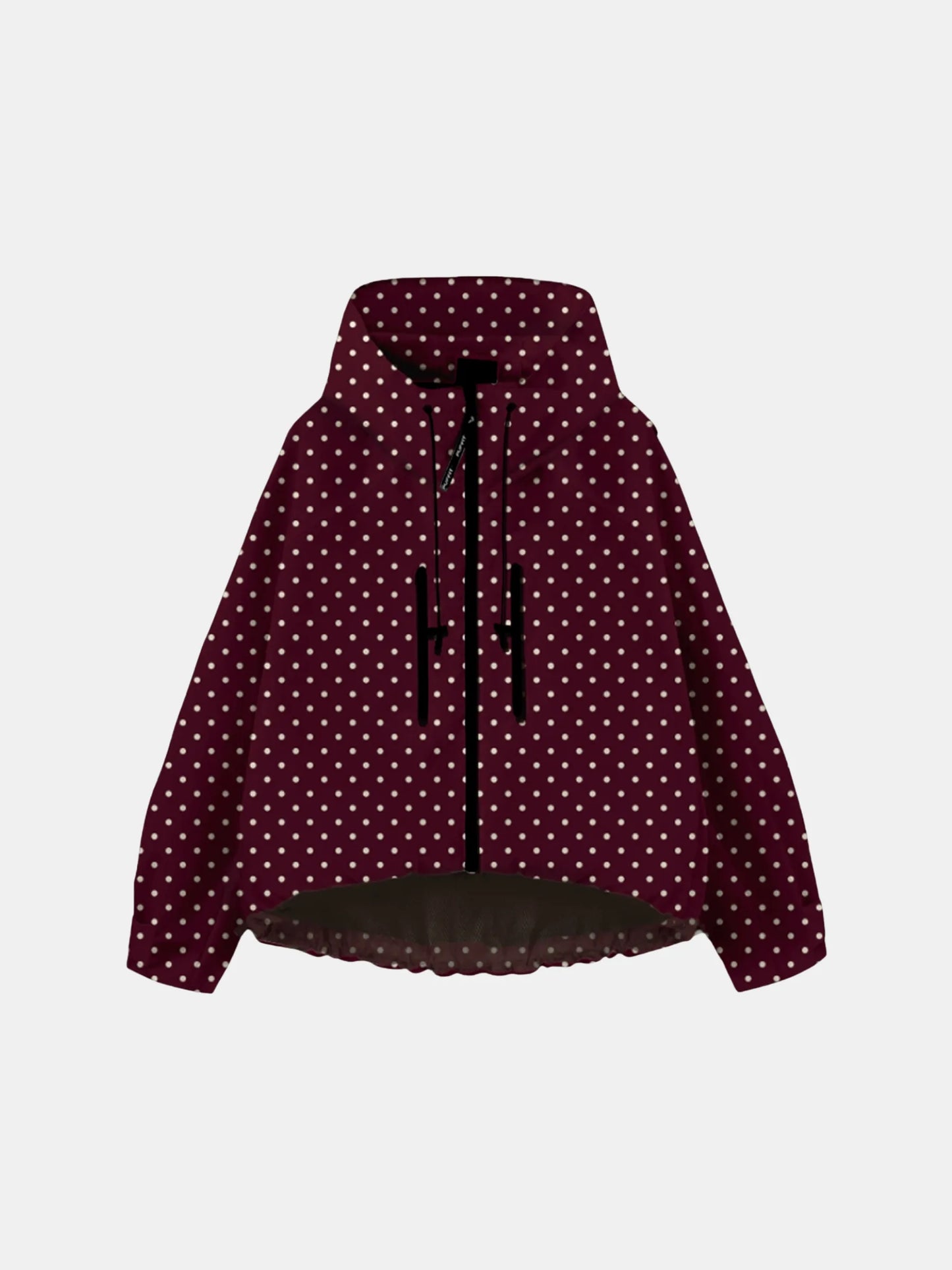 STM-TEX™ One Size Burgundy Dot Short Oversized Rain Jacket