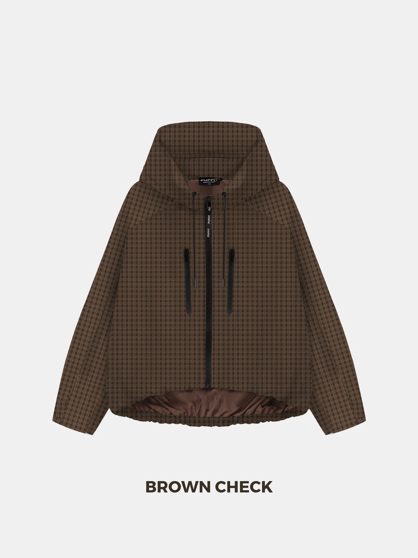 STM-TEX™ Brown Check Short Oversized Rain Jacket