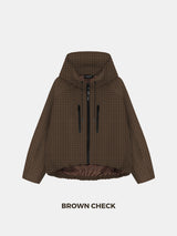 STM-TEX™ Brown Check Short Oversized Rain Jacket
