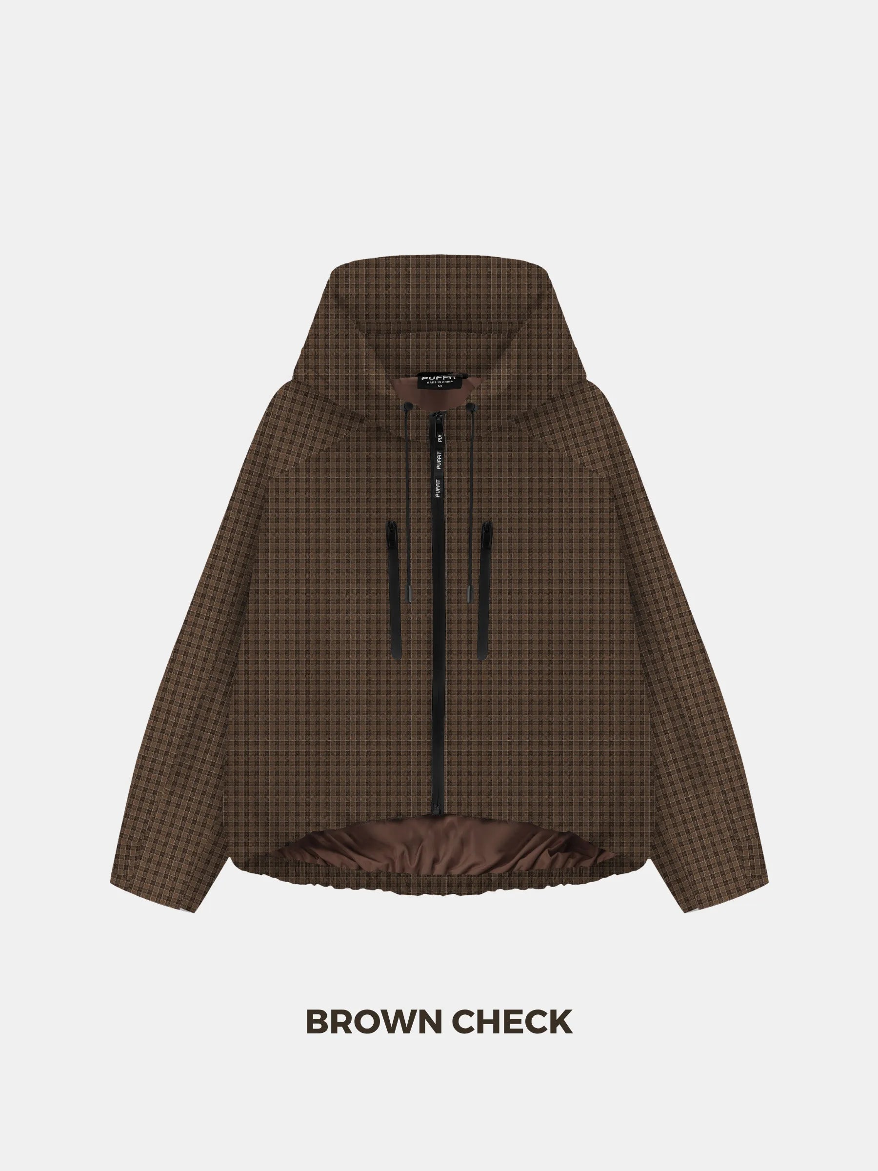 STM-TEX™ Brown Check Short Oversized Rain Jacket