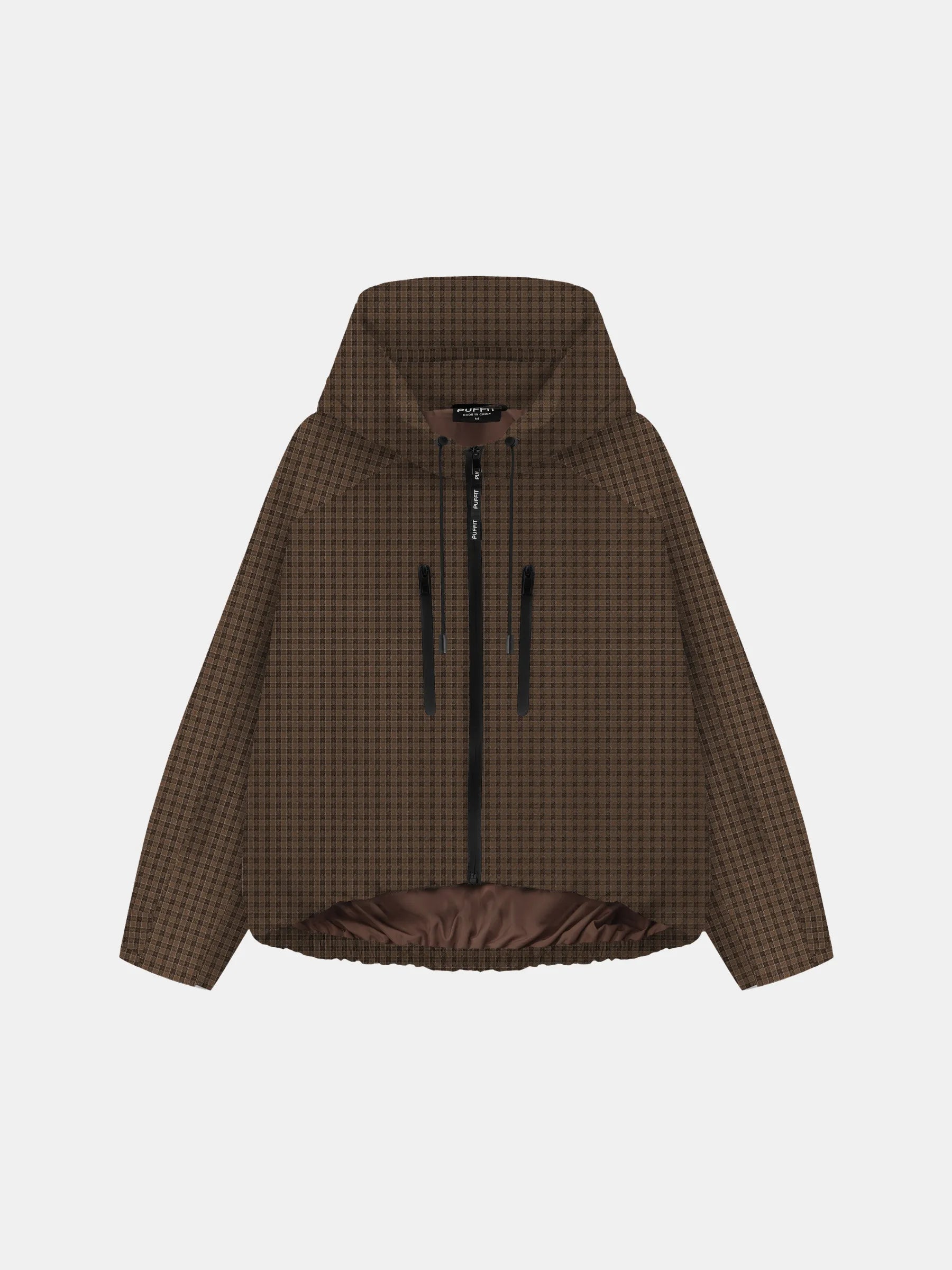 STM-TEX™ Brown Check Short Oversized Rain Jacket