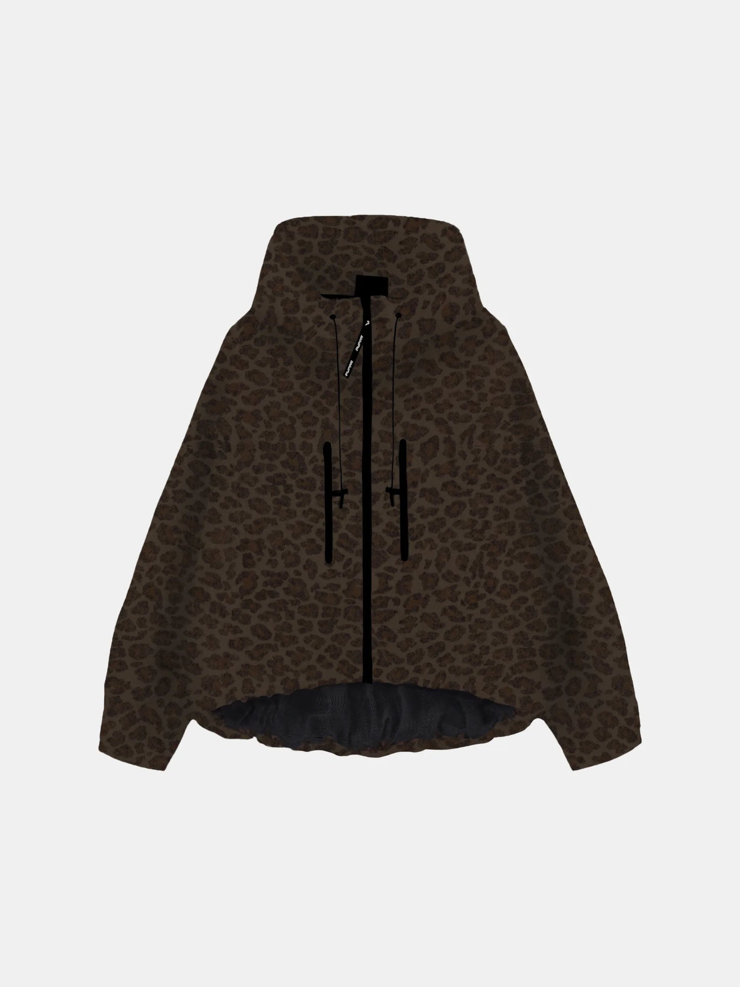 STM-TEX™ Mocha Leopard Short Oversized Rain Jacket