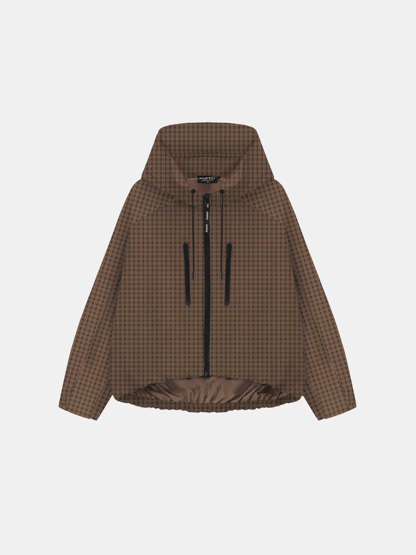 STM-TEX™ One Size Brown Check Short Oversized Rain Jacket