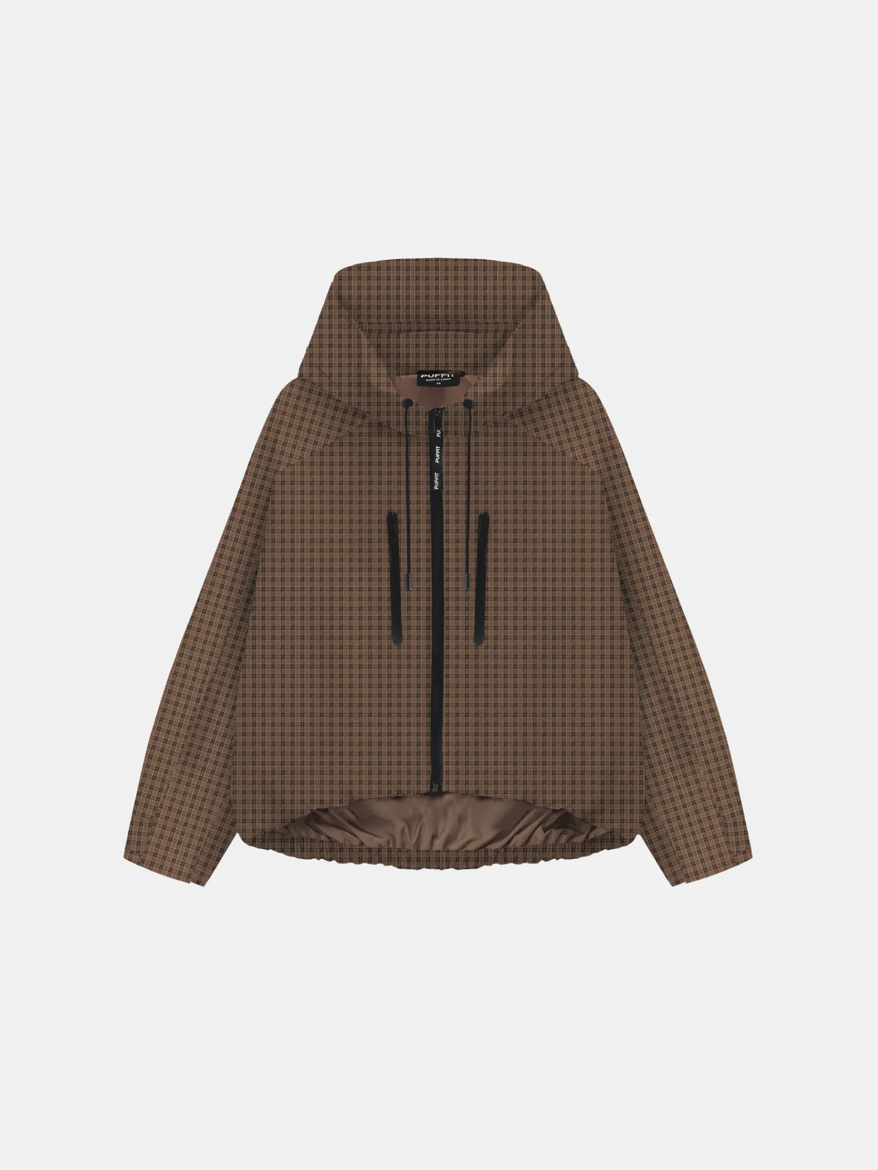STM-TEX™ One Size Brown Check Short Oversized Rain Jacket