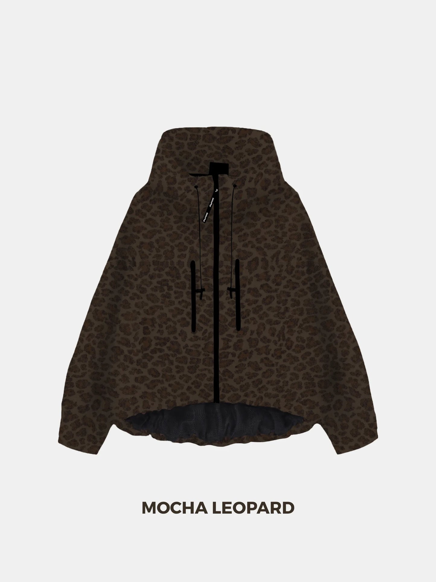 STM-TEX™ Mocha Leopard Short Oversized Rain Jacket