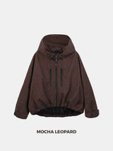 STM-TEX™ One Size Mocha Leopard Short Oversized Rain Jacket