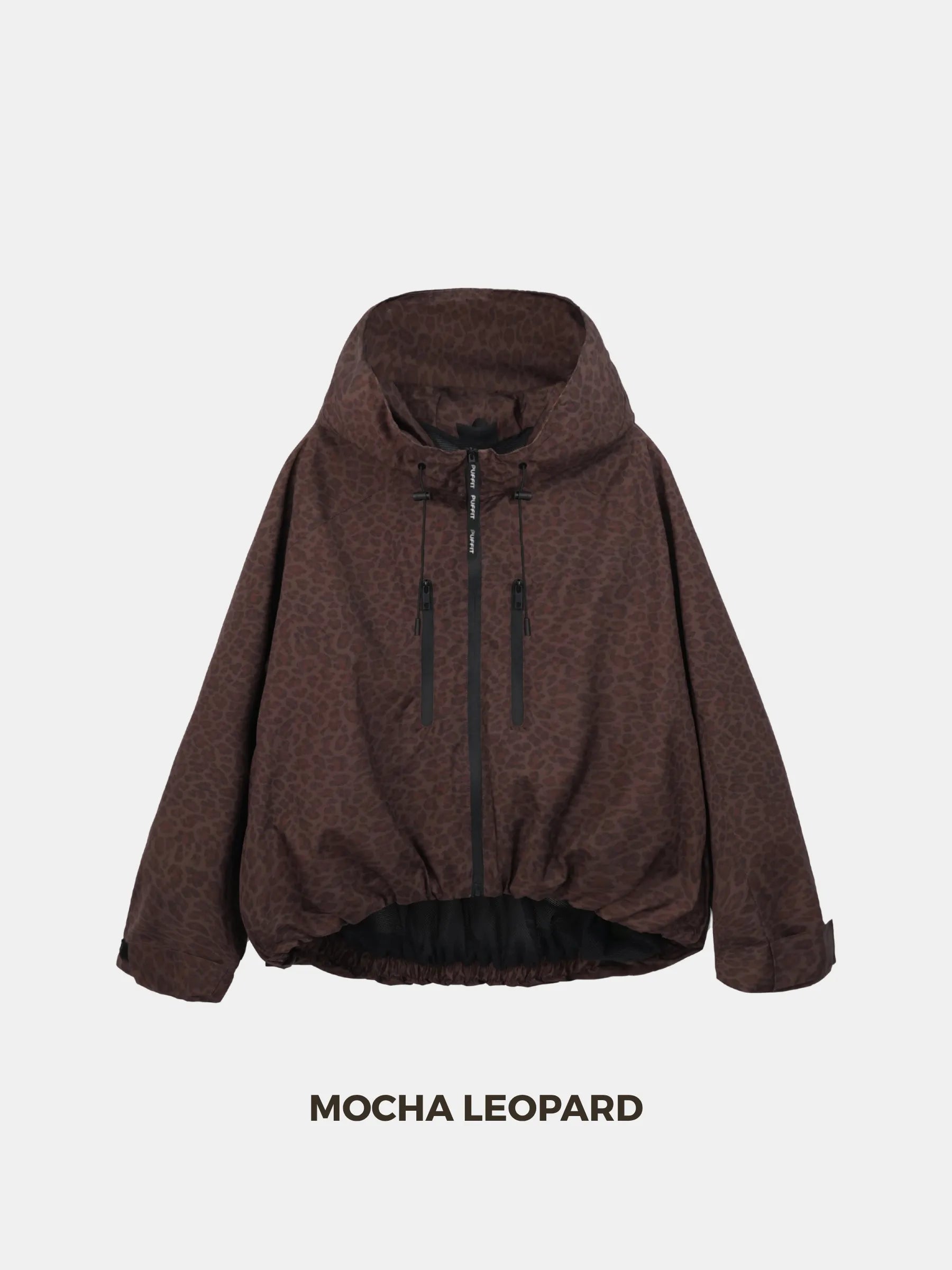 STM-TEX™ One Size Mocha Leopard Short Oversized Rain Jacket