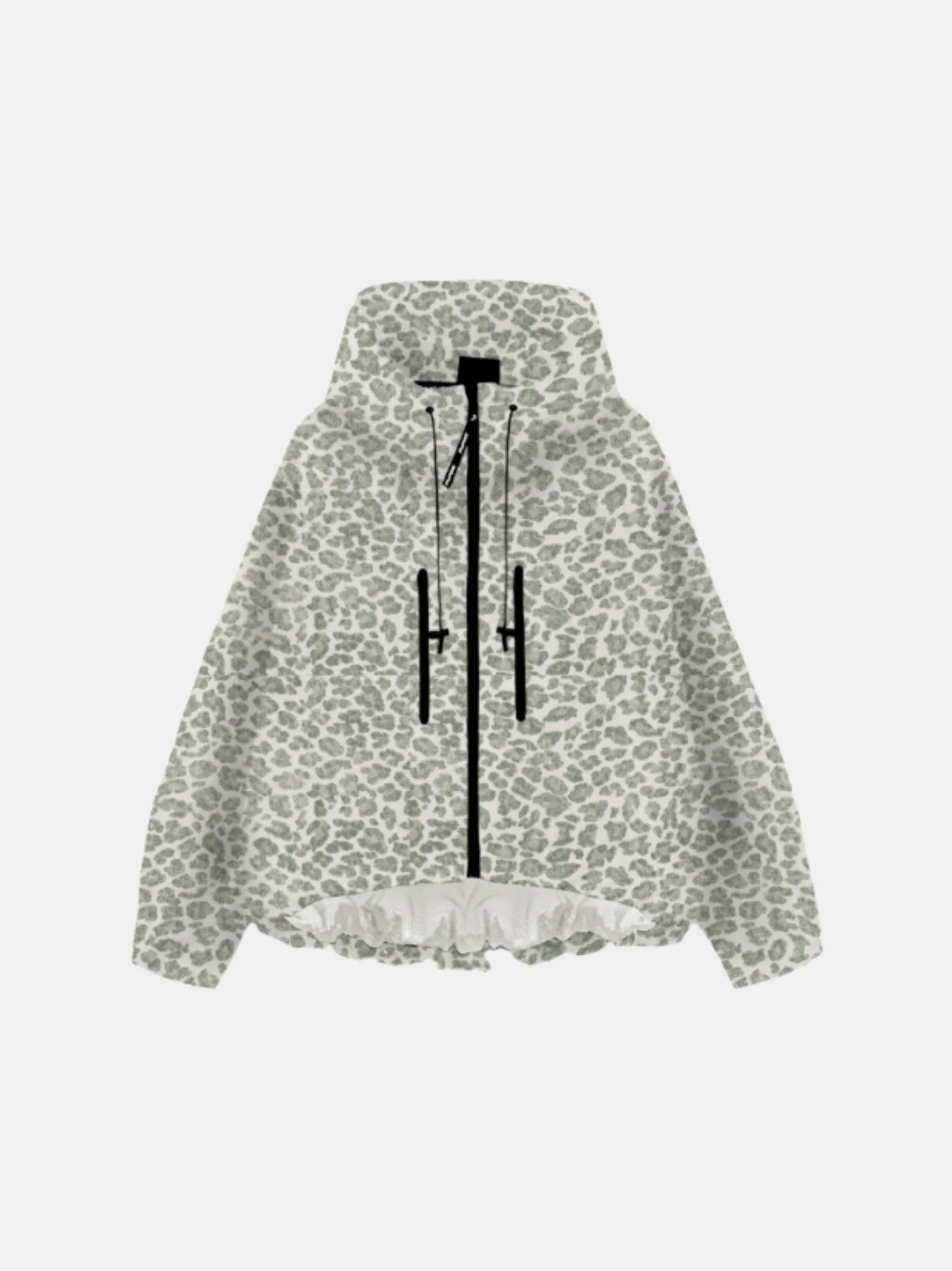 STM-TEX™ Olive Leopard Short Oversized Rain Jacket