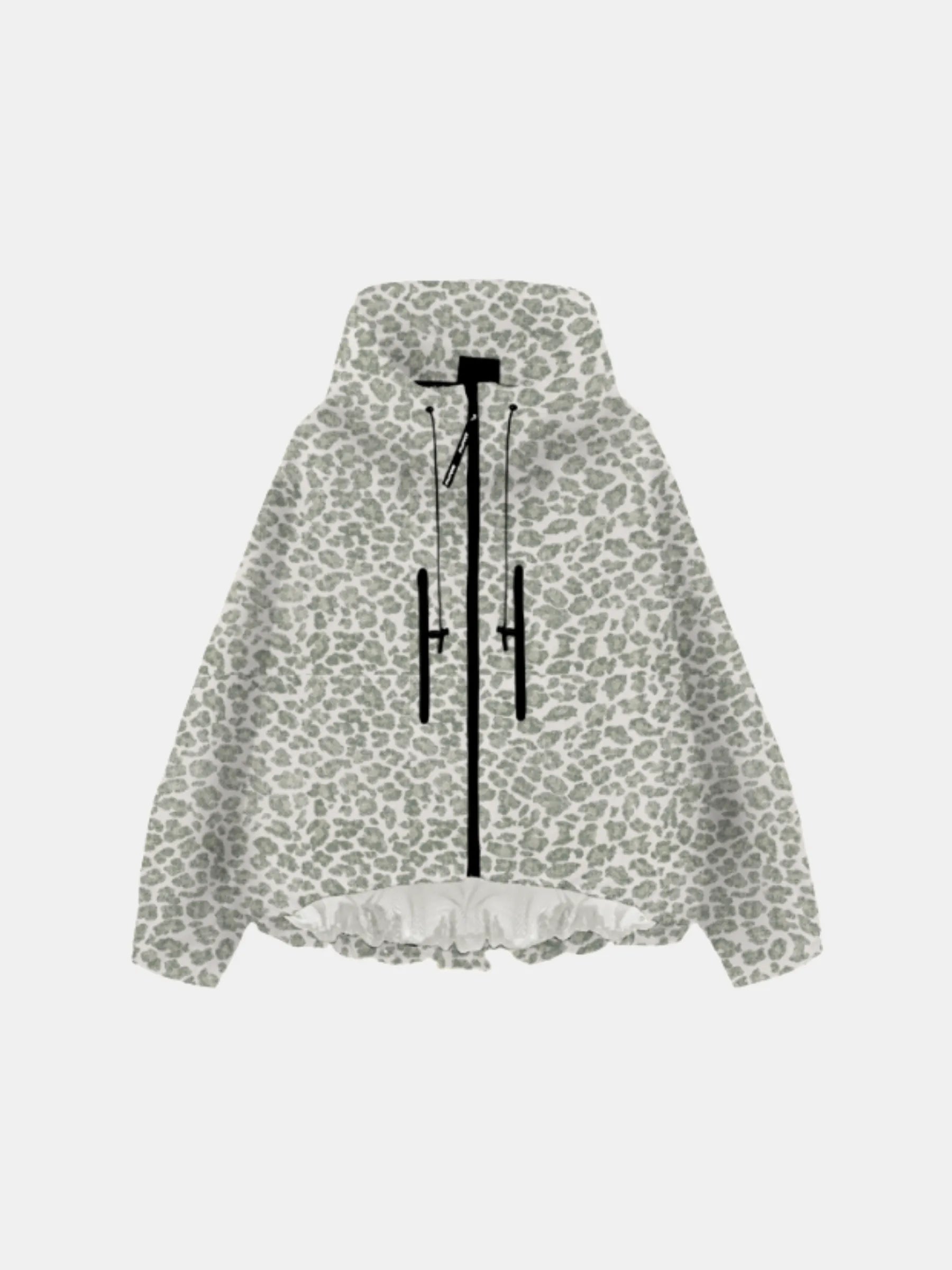 STM-TEX™ Olive Leopard Short Oversized Rain Jacket