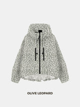 STM-TEX™ Olive Leopard Short Oversized Rain Jacket