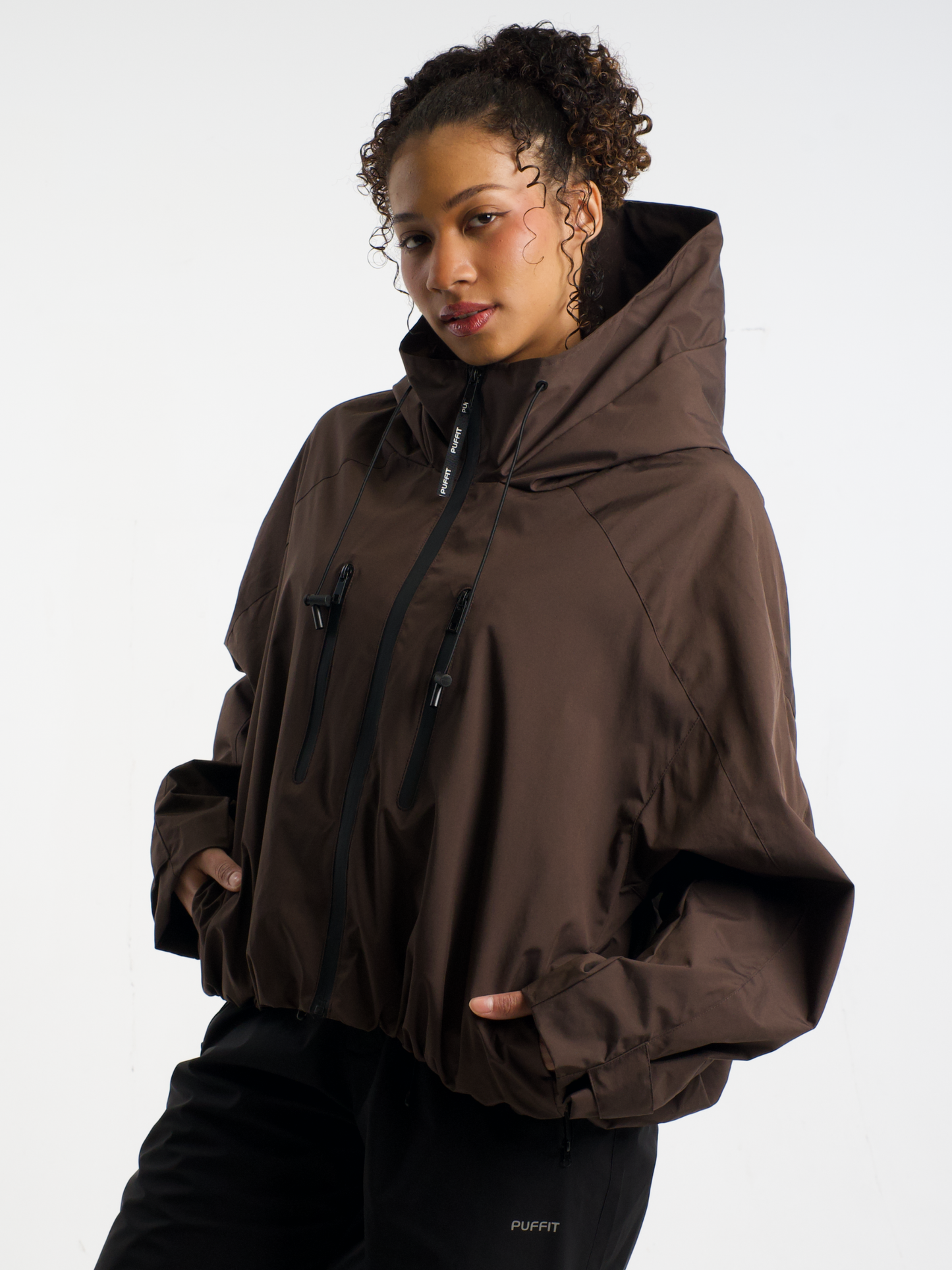 STM-TEX™ One Size Brown Dot Short Oversized Rain Jacket