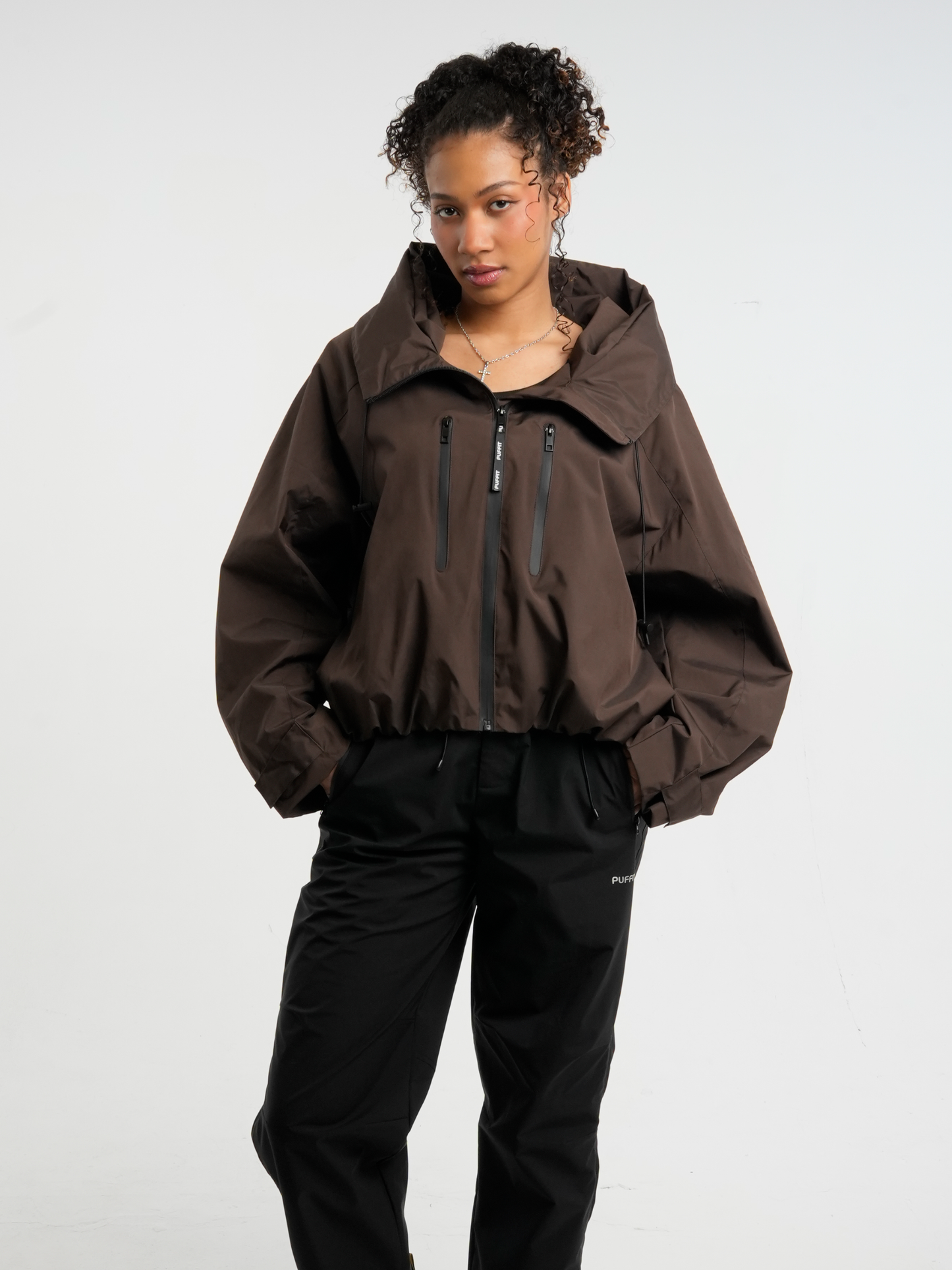 STM-TEX™ One Size Brown Dot Short Oversized Rain Jacket