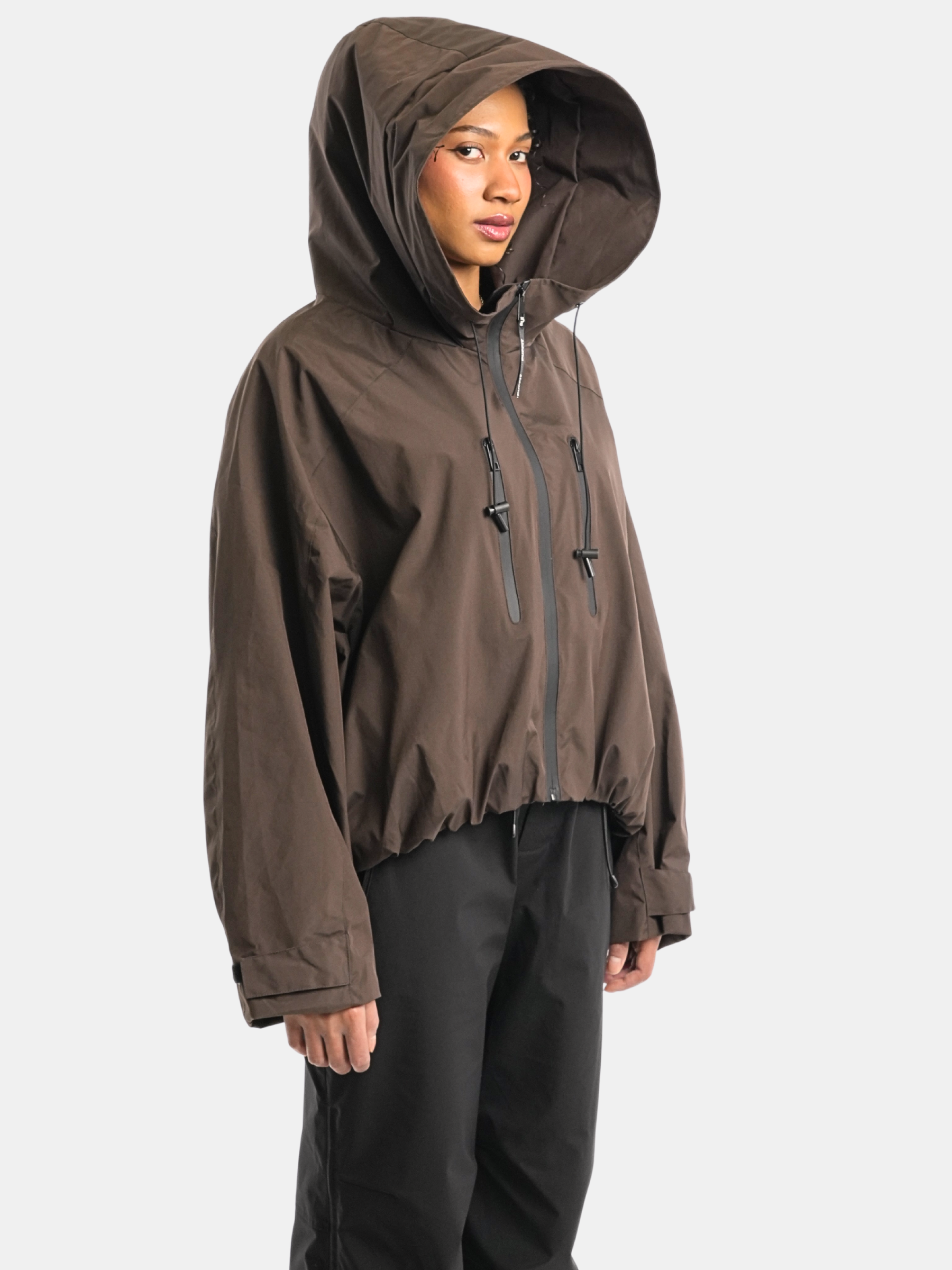 STM-TEX™ One Size Brown Dot Short Oversized Rain Jacket