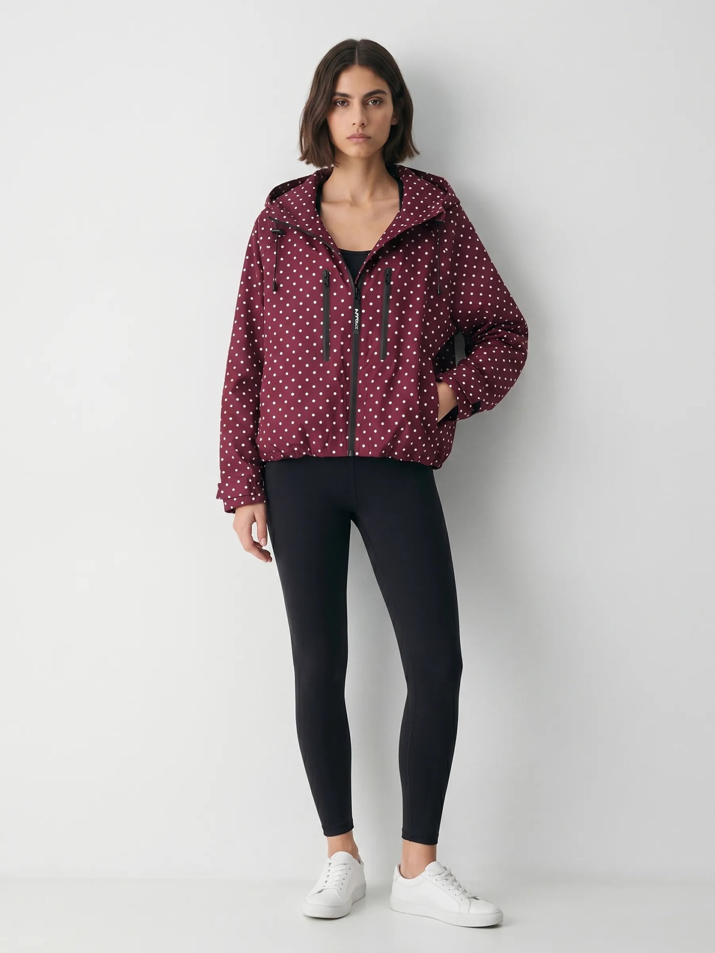 STM-TEX™ One Size Burgundy Dot Short Oversized Rain Jacket